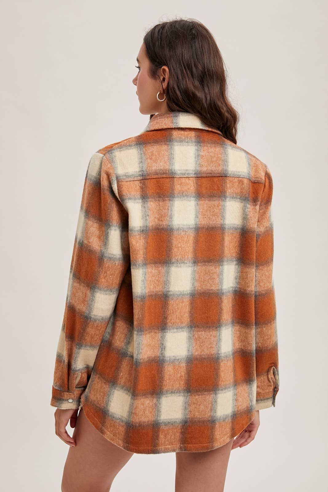 Dakota Plaid Flannel Shacket with Pockets – Brown Cream & Rust Ivory