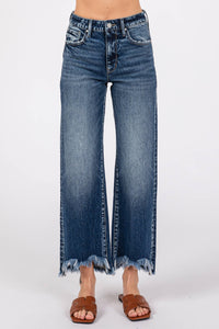The Sylvie High Rise Vintage Wide Leg Jeans – Frayed Hem Comfort Stretch Denim