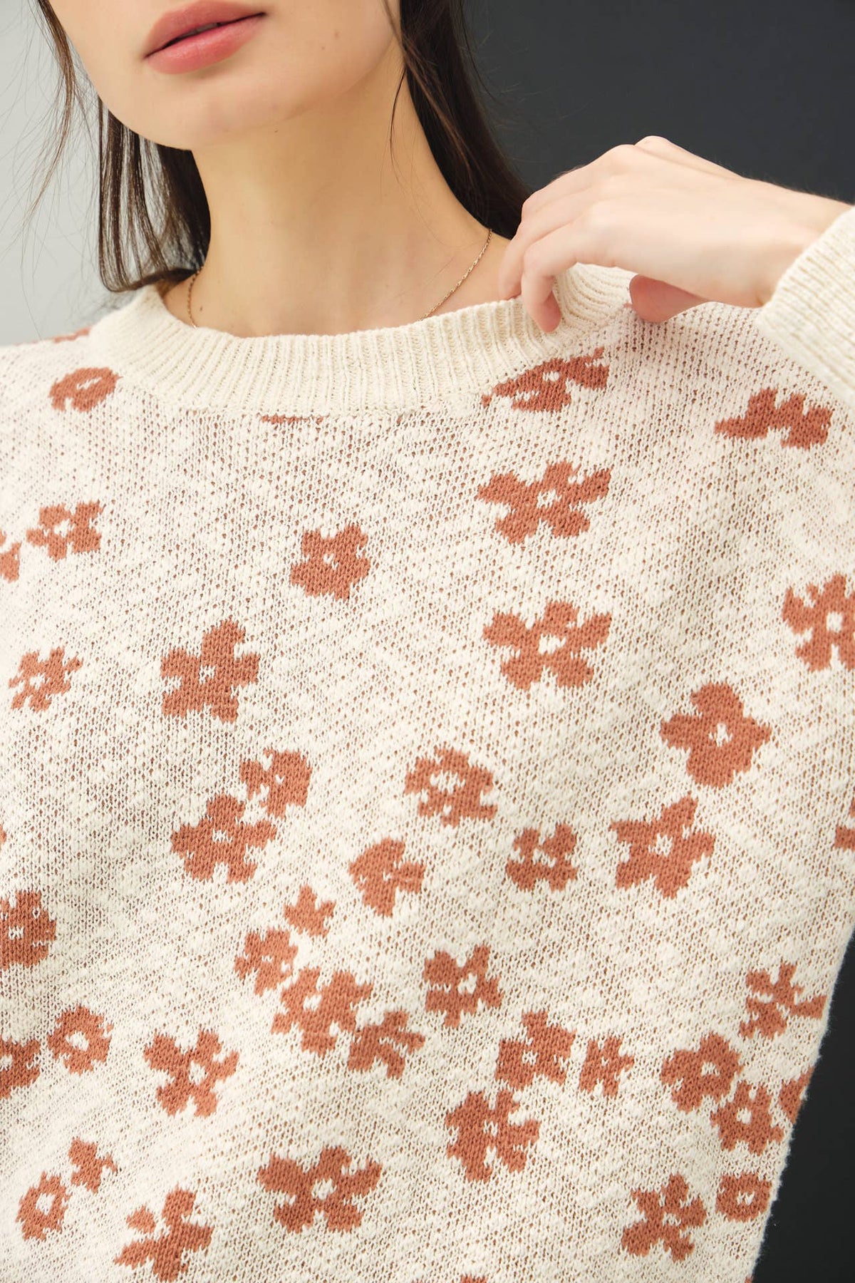 Winnie Floral Spring Sweater: Natural