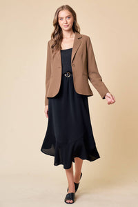 The Charlotte Tailored Blazer – Classic Black & Warm Espresso
