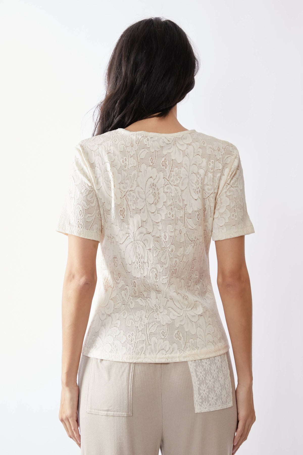 Willow Stretch Lace Short Sleeve Top | Floral Power Mesh Tee