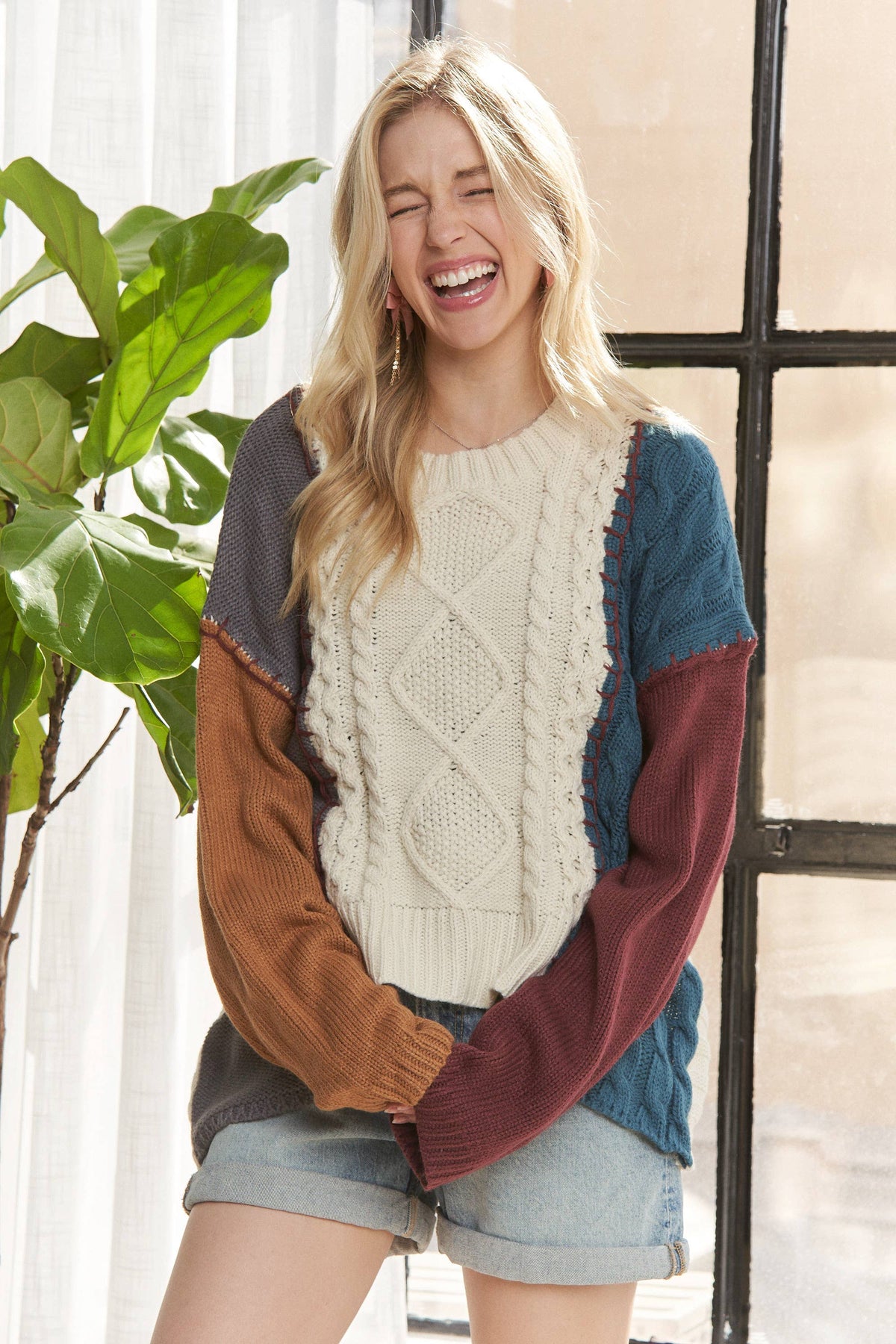 The Sawyer Patchwork Cable Knit Sweater – Rustic Multi