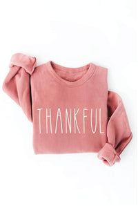 Thankful Graphic Sweatshirt – Autumn Leaf Cozy Fleece Pullover Crewneck for Women