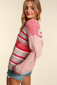 Honey Love Multi Stripe Sweater- Pink