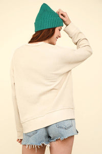 Caroline Oversized Soft Textured Knit Top: Cream