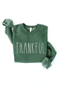 Thankful Graphic Sweatshirt – Autumn Leaf Cozy Fleece Pullover Crewneck for Women