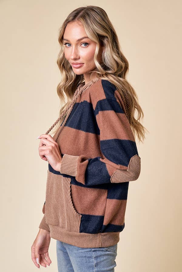 LMT4168-Love My Stripes Sweatshirt: RUST / L