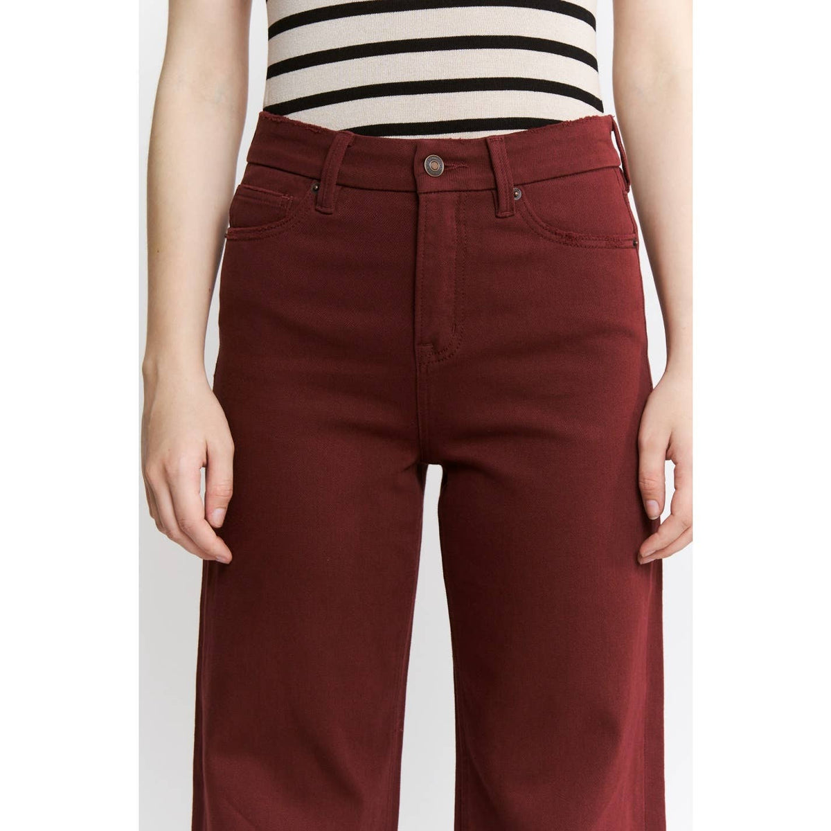 Mica Denim "Rowan" High Rise Wide Leg Jeans – Merlot