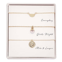 3-Piece Layered Pendant Necklace Set – Gold Dainty Chains with Assorted Charms | Everyday, Girls’ Night & Mix & Layer Styles | Gift Box Included