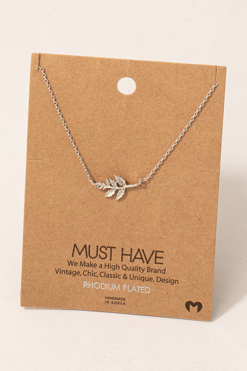 Willow Leaf Branch Pendant Necklace – Gold or Silver