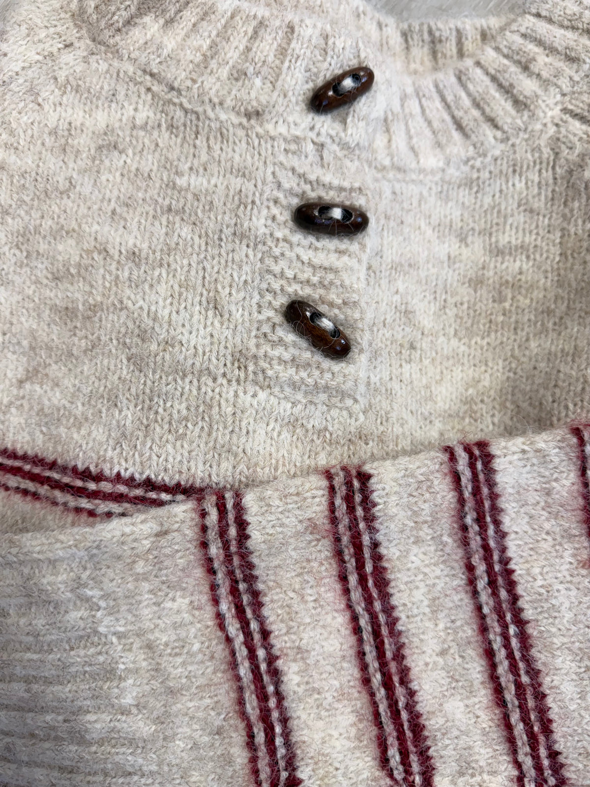 The Finley Striped Button Sweater – Oatmeal & Wine