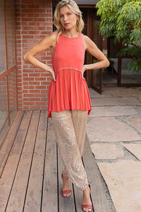 The Isla Lace Babydoll Tank – Flowy Sleeveless Top with Crochet Tri