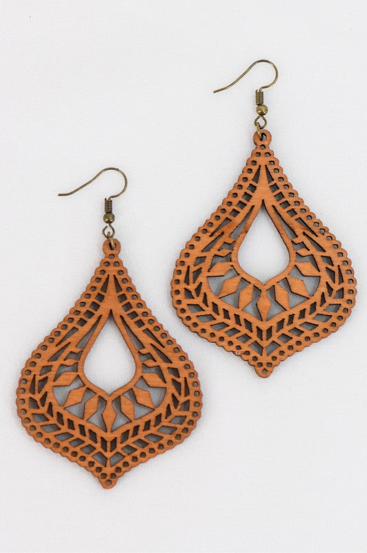 Daniella Boho Laser Cut Wood Earrings