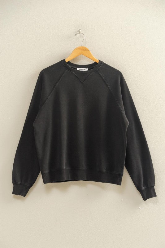 Everly Mineral Wash Crew Neck Sweatshirt – Chestnut, Black, Dark Cherry, Sage