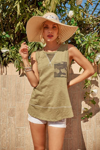 Jenna Camo Tank: Olive