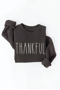 Thankful Graphic Sweatshirt – Autumn Leaf Cozy Fleece Pullover Crewneck for Women