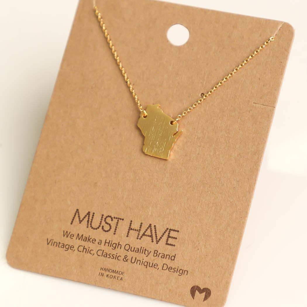 Wisconsin State Pendant Necklace – Dainty Charm Jewelry
