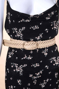Braided Faux Leather Oval Buckle Belt