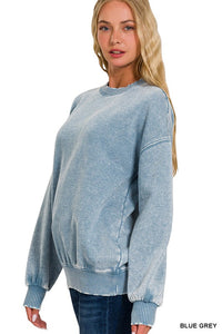 Soft and Cozy Acid Wash Fleece Pullover – Oversized Crewneck Sweatshirt (Ash Mocha, Rust, Forest, Ash Blue, Brown, Blue Grey) | S–3X