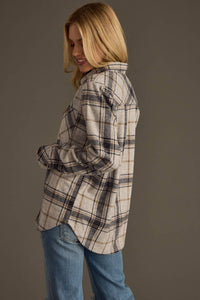 The Sutton Soft Brushed Plaid Button-Up – Black/ Lt Grey/ Brown
