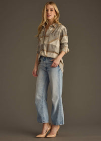 The Sutton Soft Brushed Plaid Button-Up – Grey/Mocha