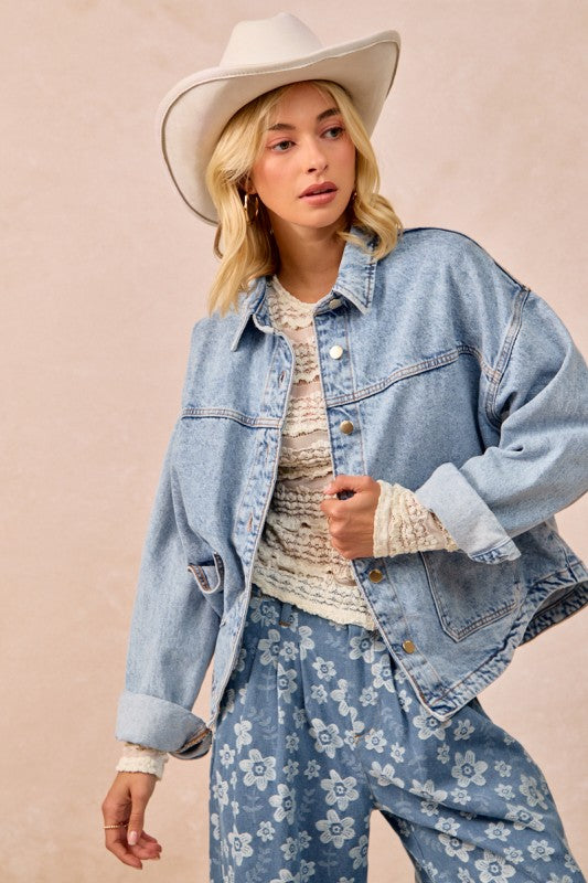 The Brinley Washed Denim Jacket – Oversized Western-Inspired Layer