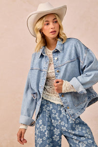 The Brinley Washed Denim Jacket – Oversized Western-Inspired Layer