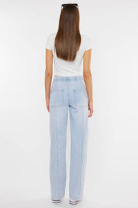 The Delaney Rope Drawstring Wide Leg Jeans – Light Stone Was
