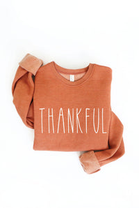 Thankful Graphic Sweatshirt – Autumn Leaf Cozy Fleece Pullover Crewneck for Women