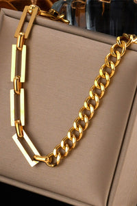 18K Gold Non-Tarnish Stainless Steel Necklace: Gold