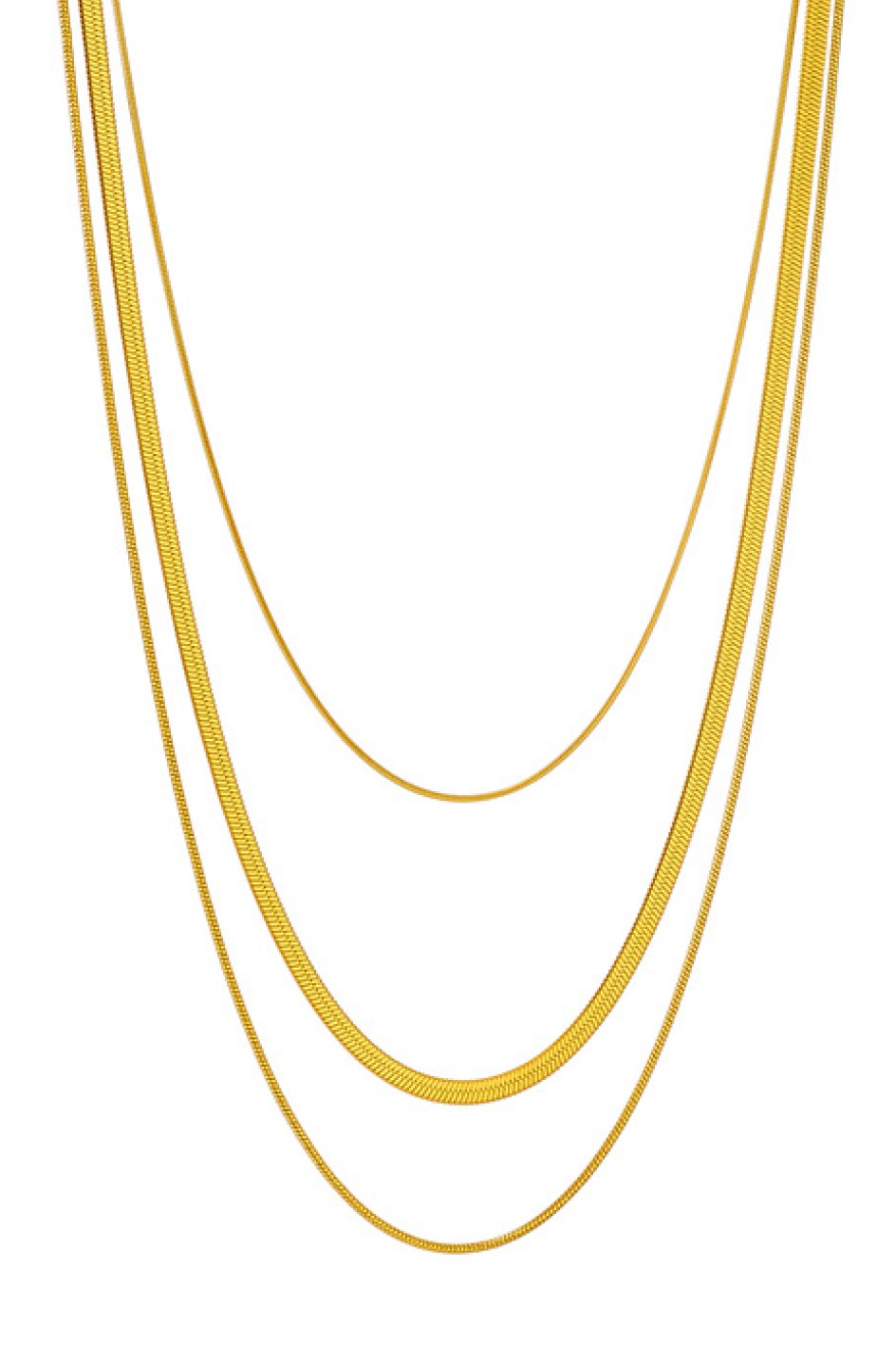 Dainty 18K Gold Plated Stainless Steel Chain Multi Layer Necklace: Gold