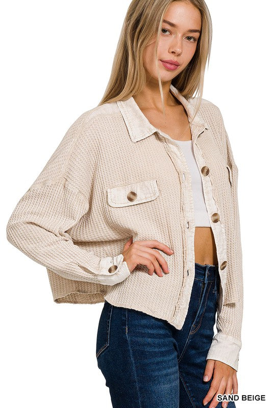 Suri Vintage Wash Cropped Lightweight Shacket