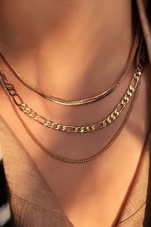 18K Gold Non-Tarnish Stainless Steel Necklace Set