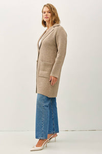 The Jolene Plus Size Knit Coat Cardigan – Warm Taupe