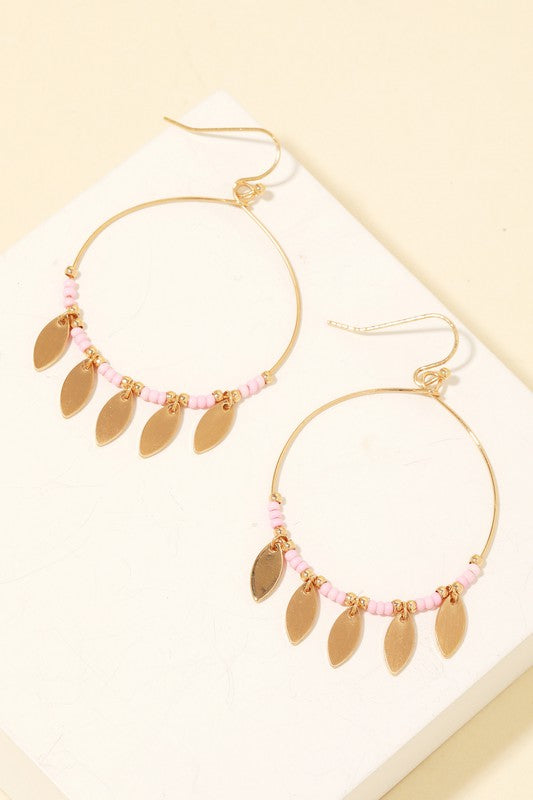 Metallic Fringe Hoop Drop Earrings