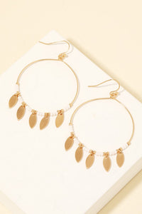 Metallic Fringe Hoop Drop Earrings