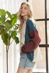 The Sawyer Patchwork Cable Knit Sweater – Rustic Multi