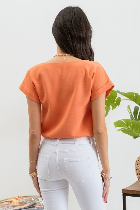Destiny Button Front Short Sleeve Blouse