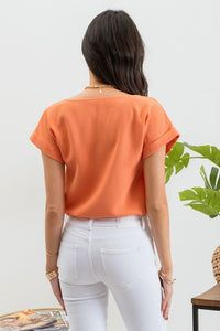 Destiny Button Front Short Sleeve Blouse