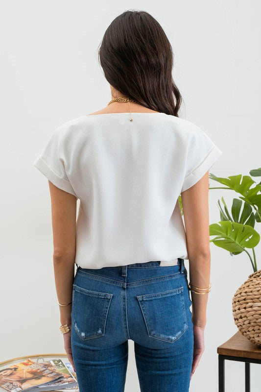 Destiny Button Front Short Sleeve Blouse
