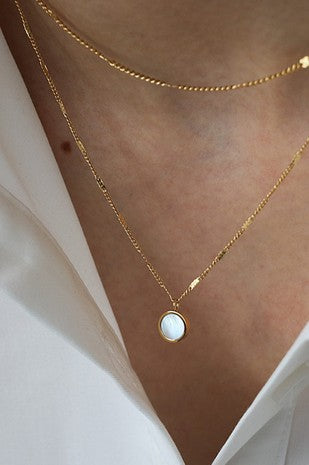 Dainty 18K Non Tarnish Multi Layer Pearl Charm Necklace: Gold