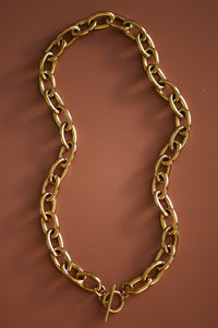 18K Non-Tarnish Stainless Steel Chain Necklace: Gold