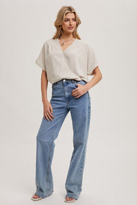 Emberly Wrap Blouse: Oatmeal