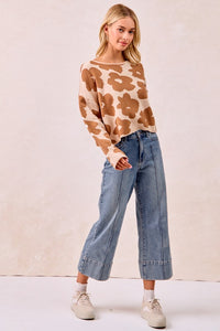 The Harper Floral Knit Sweater – Camel Bloom