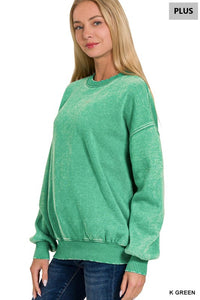 Soft and Cozy Acid Wash Fleece Pullover – Oversized Crewneck Sweatshirt (Ash Mocha, Rust, Forest, Ash Blue, Brown, Blue Grey) | S–3X