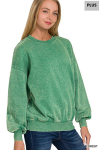 Soft and Cozy Acid Wash Fleece Pullover – Oversized Crewneck Sweatshirt (Ash Mocha, Rust, Forest, Ash Blue, Brown, Blue Grey) | S–3X