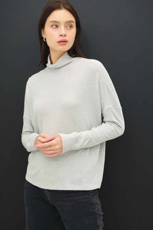 The Laurel Mock Neck Knit Pullover – Soft Stretchy Layering Sweater
