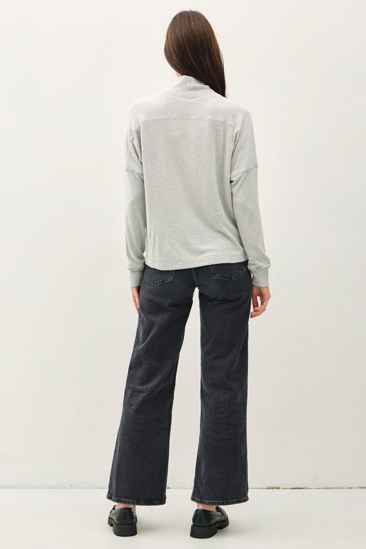 The Laurel Mock Neck Knit Pullover – Soft Stretchy Layering Sweater