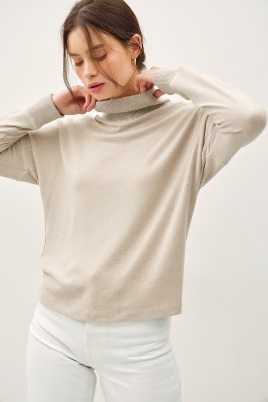 The Laurel Mock Neck Knit Pullover – Soft Stretchy Layering Sweater
