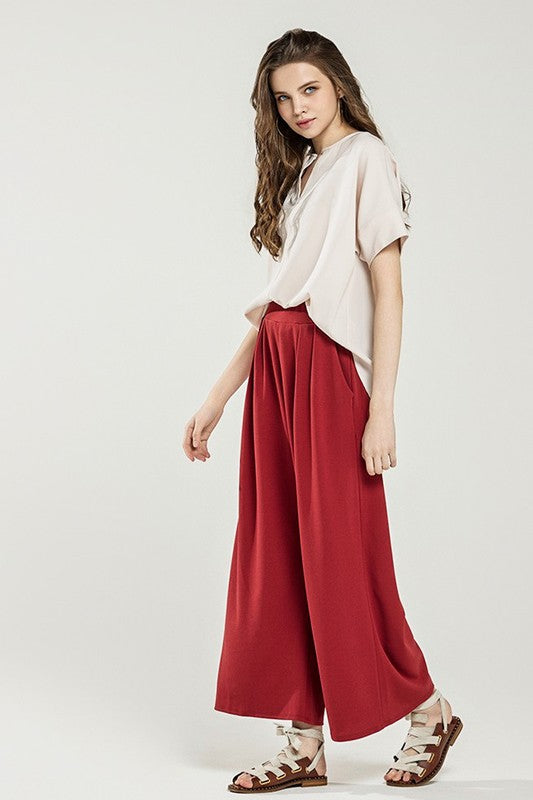 The Tessa Wide Leg Pleated Pants – Stretch Crepe Trousers